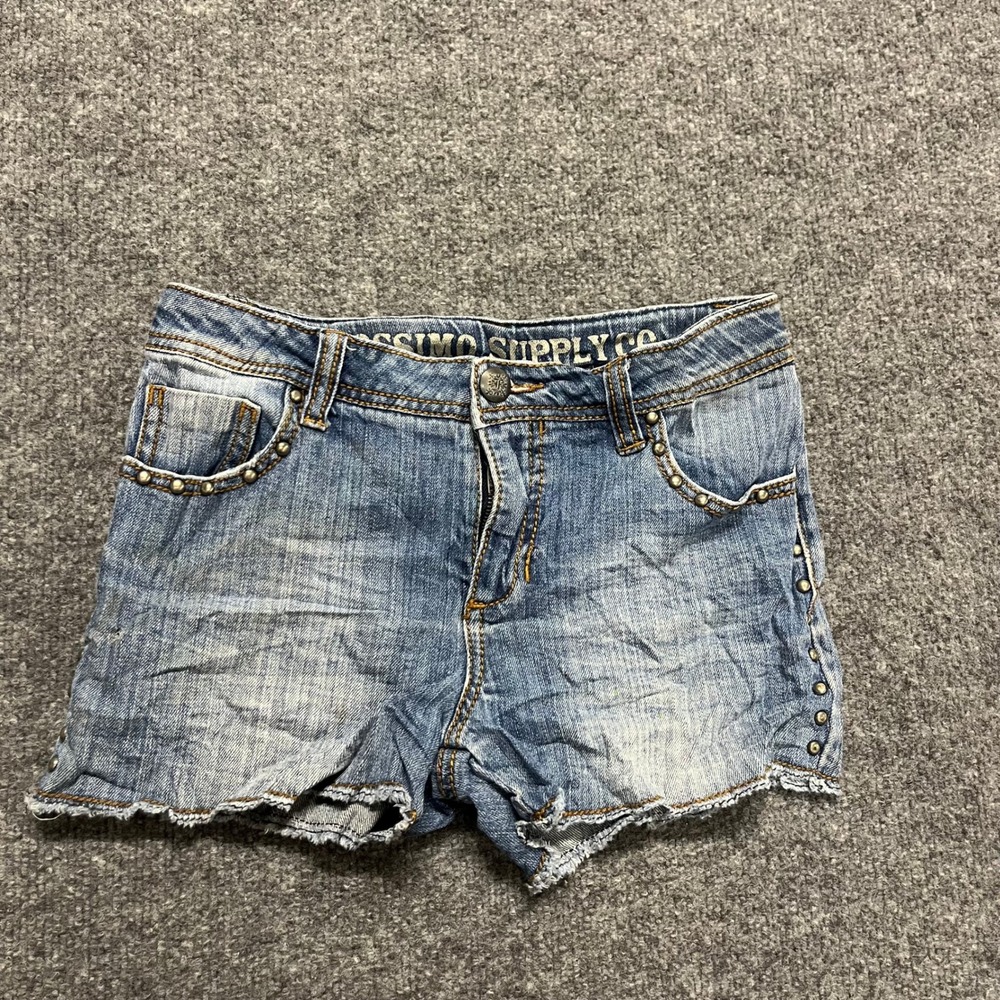 Massimo Supply Co Shorts Womens Size L Blue Denim Studded Low Rise Casual
